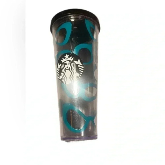 Starbucks collector MIRRORED CAT EYE SUNGLASSES Teal Venti cold tumbler - Picture 2 of 2